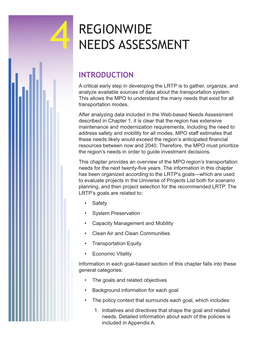 Chapter 4: Regionwide Needs Assessment