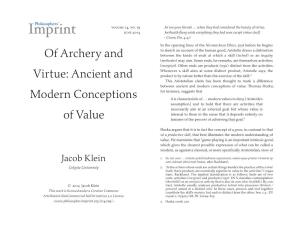 Of Archery and Virtue: Ancient and Modern Conceptions of Value