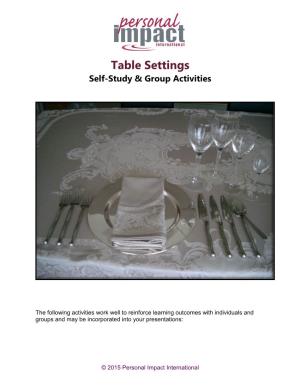 Table Settings Self-Study & Group Activities