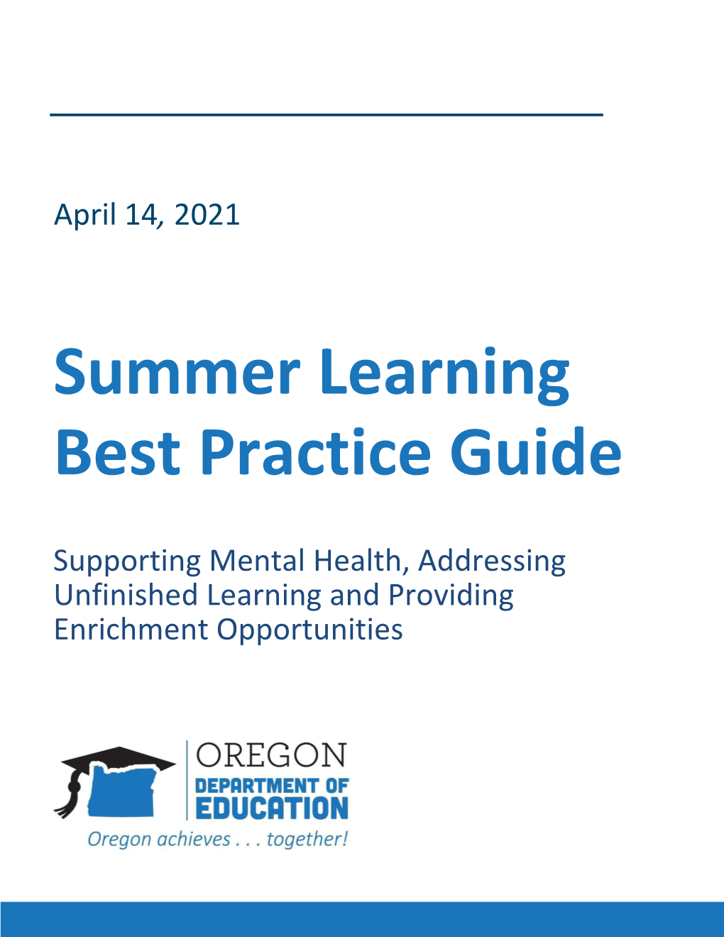 Summer Learning Best Practice Guide 2021