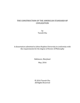 The Construction of the American Standard of Civilization