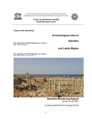 Archaeological Sites of Sabratha and Leptis Magna Reactive Monitoring