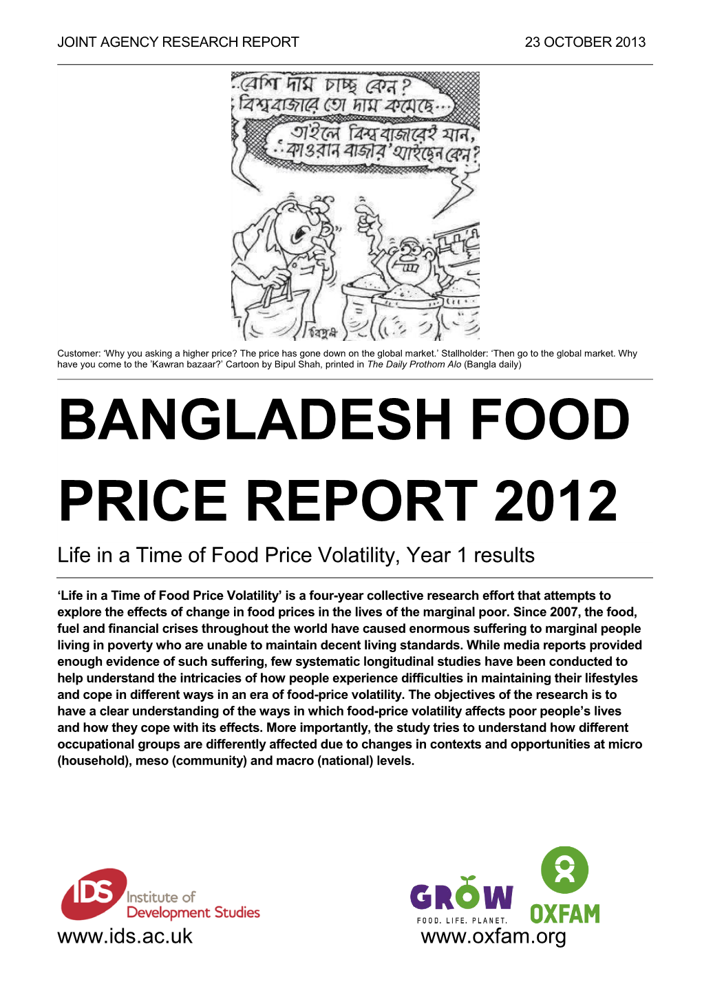 Bangladesh Food Price Volatility Report 2012
