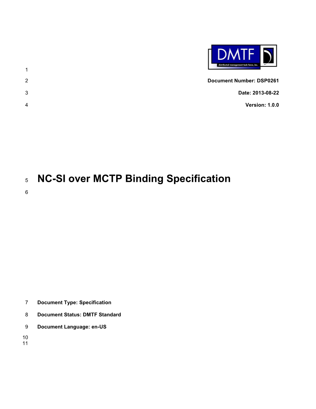 NC-SI Over MCTP Binding Specification 6