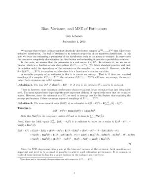 Bias, Variance, and MSE of Estimators