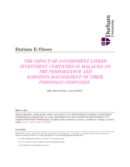 The Impact of Government-Linked Investment Companies in Malaysia on the Performance and Earnings-Management of Their Portfolio Companies