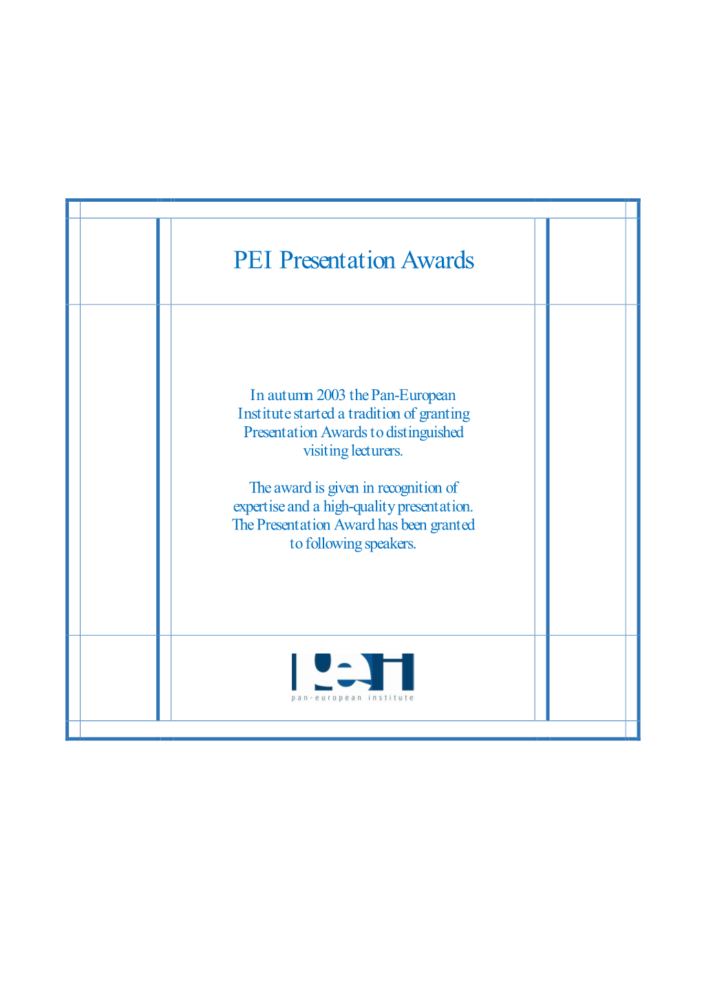 PEI Presentation Awards