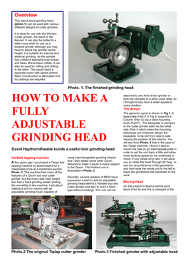 Adjustable Grinding Head, Capable Of