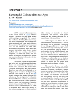 Sanxingdui Culture (Bronze Age) C.1600 - 1000 BC