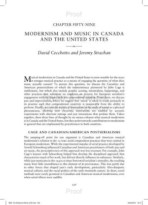 Modernism and Music in Canada and the United States