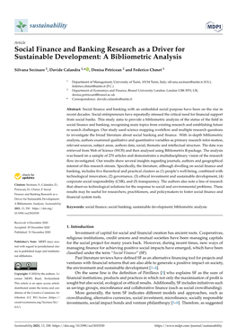 Social Finance and Banking Research As a Driver for Sustainable Development: a Bibliometric Analysis