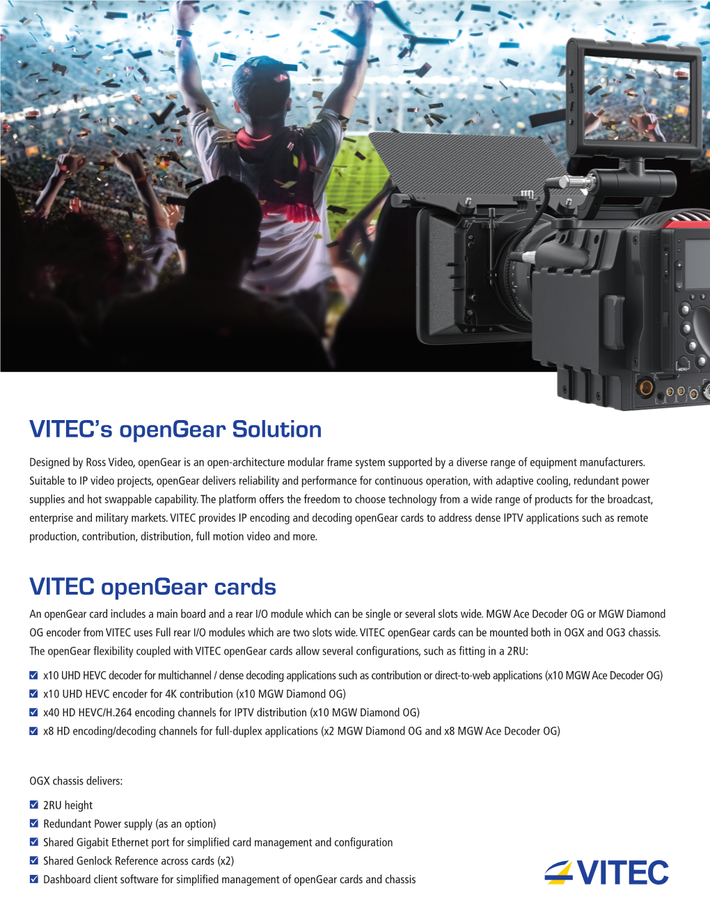 VITEC Opengear Cards VITEC's Opengear Solution