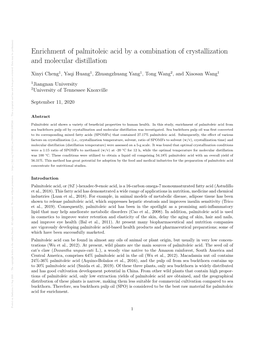 Enrichment of Palmitoleic Acid by a Combination of Crystallization And