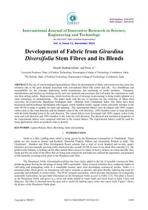 Development of Fabric from Girardina Diversifolia Stem Fibres and Its Blends