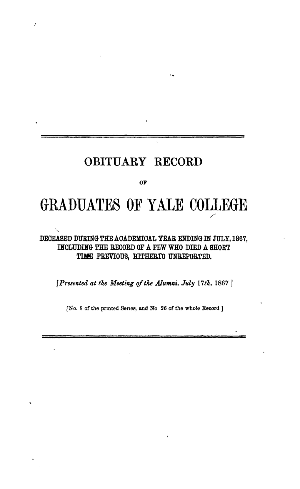 1866-1867 Obituary Record of Graduates of Yale University
