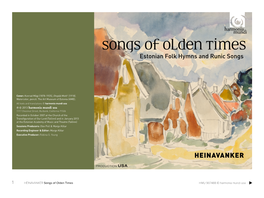 Songs of Olden Times Estonian Folk Hymns and Runic Songs