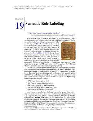 Chapter 19: Semantic Role Labeling