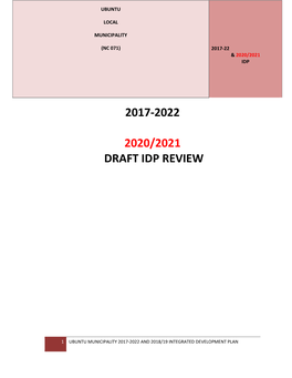 2017-2022 2020/2021 Draft Idp Review