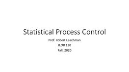 Statistical Process Control Prof