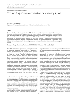 The Speeding of Voluntary Reaction by a Warning Signal