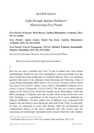 Historicizing Ezra Pound