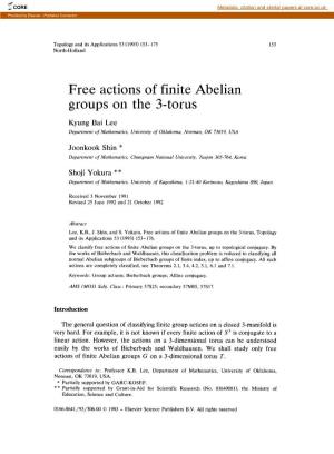 Free Actions of Finite Abelian Groups on the 3-Torus