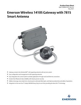 Product Data Sheet: Emerson Wireless 1410S Gateway with 781S