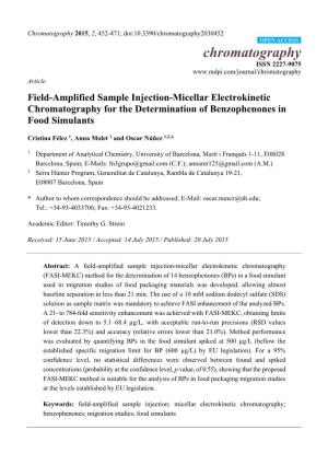 Field-Amplified Sample Injection-Micellar Electrokinetic Chromatography for the Determination of Benzophenones in Food Simulants