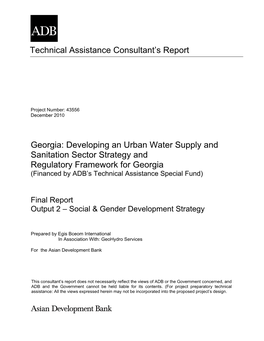 Technical Assistance Consultant's Report Georgia: Developing An
