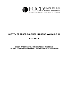 Survey of Added Colours in Foods Available in Australia (Pdf 256