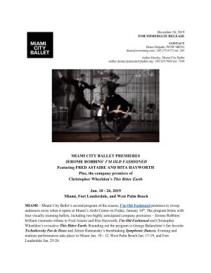 Miami City Ballet Premieres Jerome Robbins' I'm Old