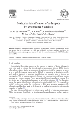 Molecular Identification of Arthropods by Cytochrome B Analysis