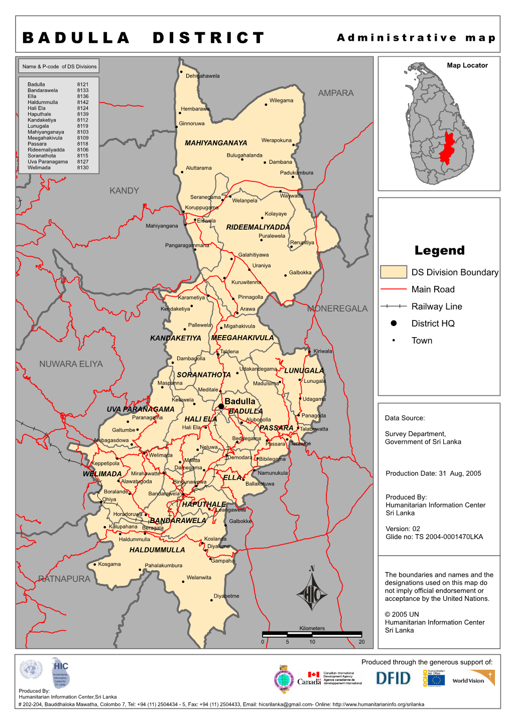 BADULLA DISTRICT Administrative Map