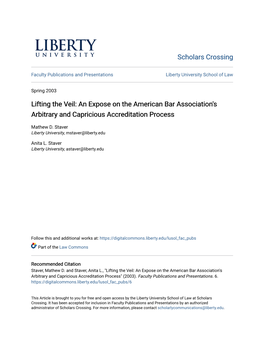 An Expose on the American Bar Association's Arbitrary and Capricious Accreditation Process