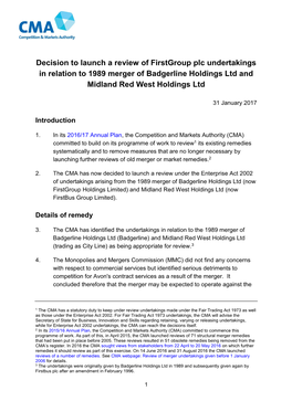 Badgerline Undertakings Review Launch Decision