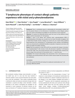 T Lymphocyte Phenotype of Contact Allergic Patients: Experience With