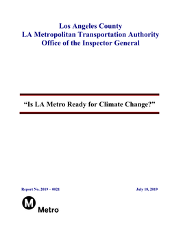 Los Angeles County LA Metropolitan Transportation Authority Office of the Inspector General
