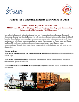 Join Us for a Once in a Lifetime Experience in Cuba!