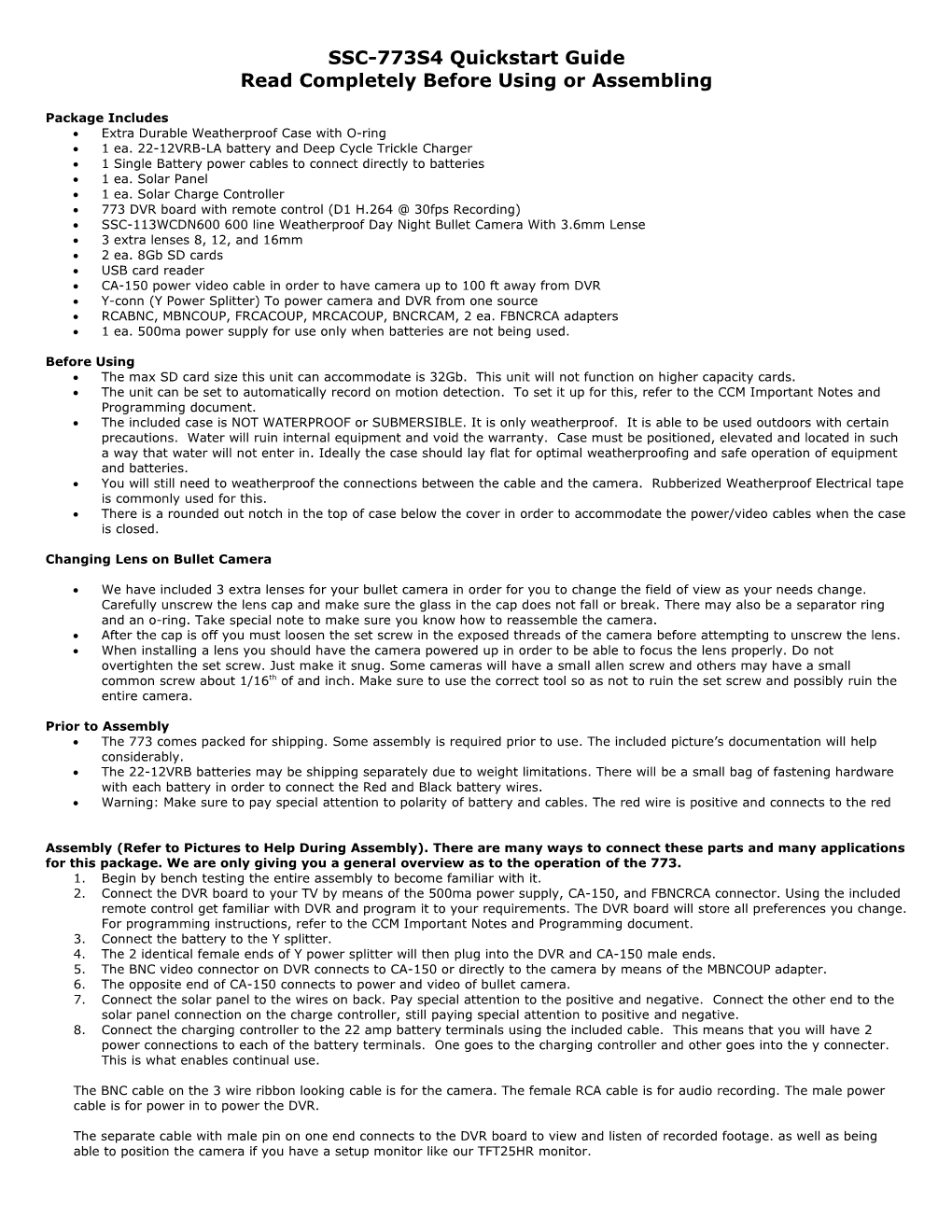 SSC-773V2 Quickstart Guide