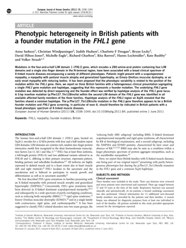Phenotypic Heterogeneity in British Patients with a Founder Mutation in the FHL1 Gene