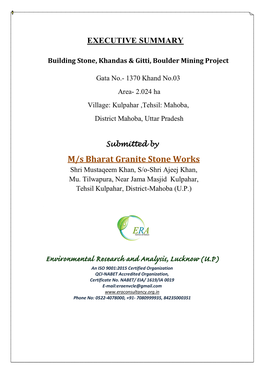 M/S Bharat Granite Stone Works Shri Mustaqeem Khan, S/O-Shri Ajeej Khan, Mu