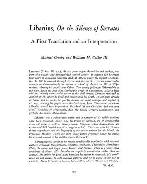 Libanius, on the Silence of Socrates