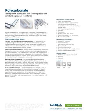 Polycarbonate Plastic Data Sheet (At Curbell Plastics)
