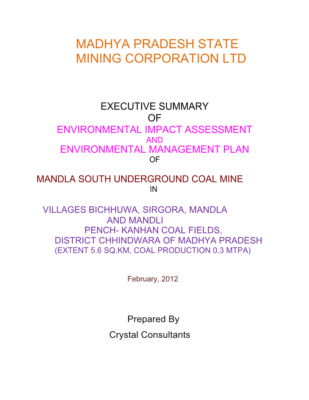 Madhya Pradesh State Mining Corporation Ltd