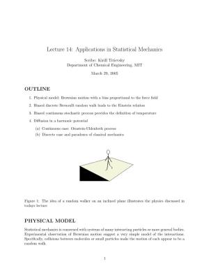 Lecture 14: Applications in Statistical Mechanics