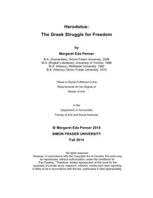 Herodotus: the Greek Struggle for Freedom