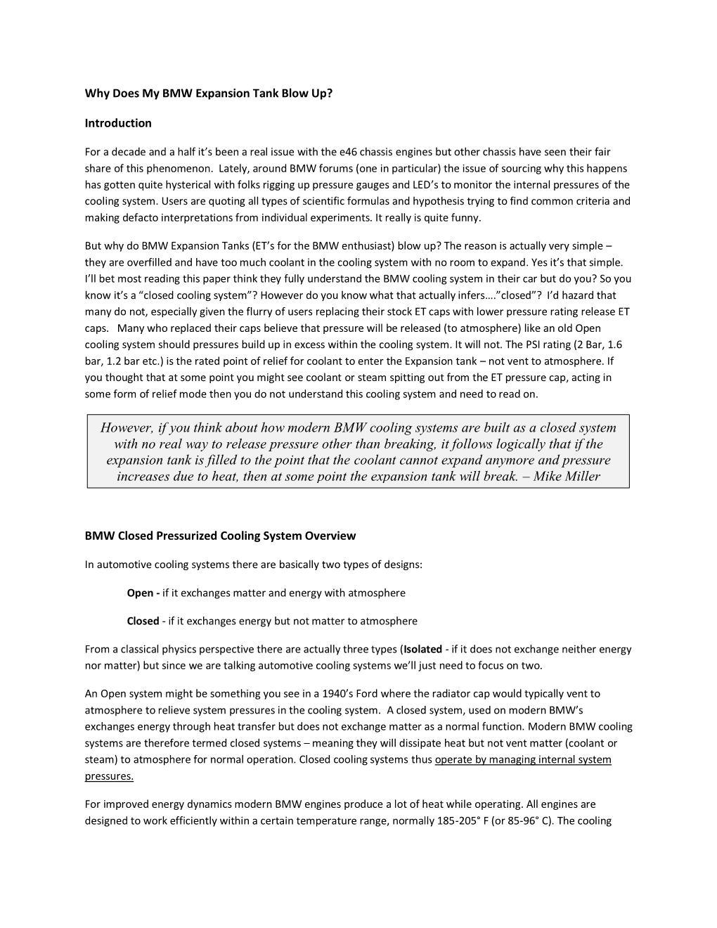 Closed Cooling System Overview