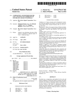 (12) United States Patent (10) Patent No.: US 9.278,117 B2 Faizal Et Al