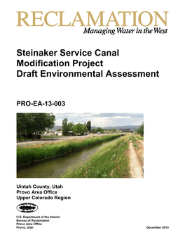 Steinaker Service Canal Modification Project Draft Environmental Assessment