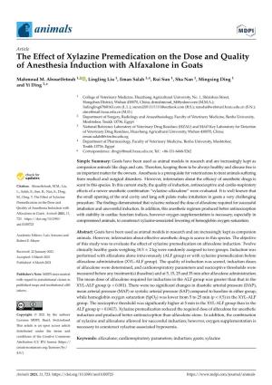 The Effect of Xylazine Premedication on the Dose and Quality of Anesthesia Induction with Alfaxalone in Goats
